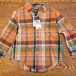 Ralph Lauren long sleeve button down 2t orange plaid